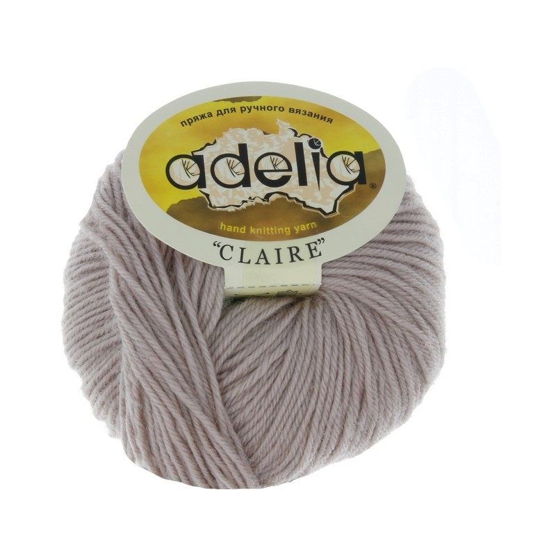 

Пряжа Adelia Claire, 10 шт. по 50 г. набор, 50% шерсть, 50% акрил 138 м №502 св.бежевый, "CLAIRE"