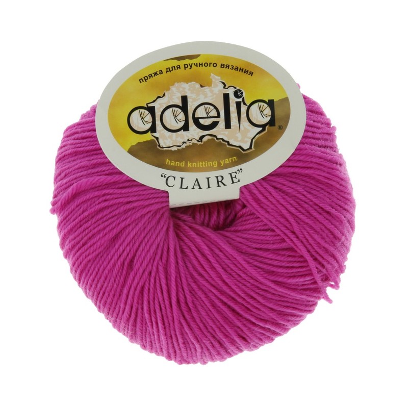 

Пряжа Adelia Claire, 10 шт. по 50 г. 50% шерсть, 50% акрил 138 м №206 яр.сиренево-розовый, Сиреневый, "CLAIRE"