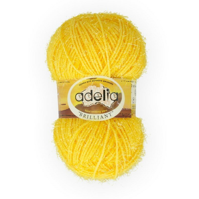

Пряжа Adelia Brilliant 100% полиэстер №03 жёлтый - 10 мотков по 50 г, Желтый, BRILLIANT