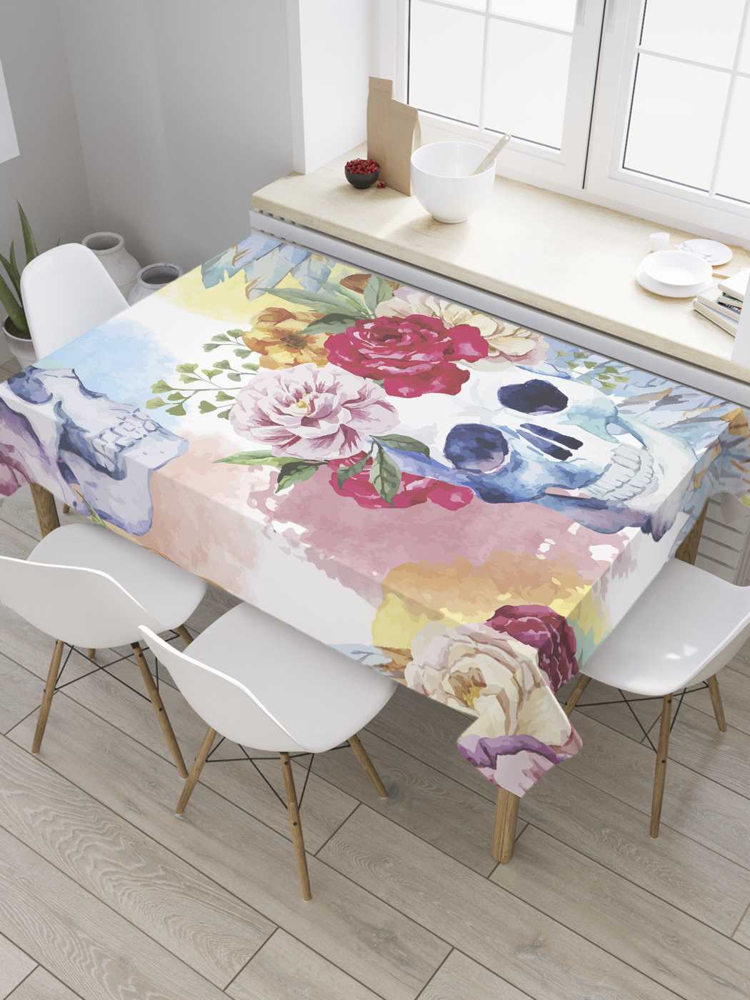 

Скатерть прямоугольная JoyArty "Природа смерти" из оксфорда, 180x145 см, Голубой, Природа смерти