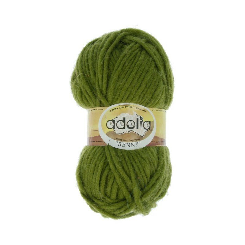 

Пряжа Adelia Benny 100% шерсть №764 оливковый - 5 мотков по 100 г, Зеленый, BENNY