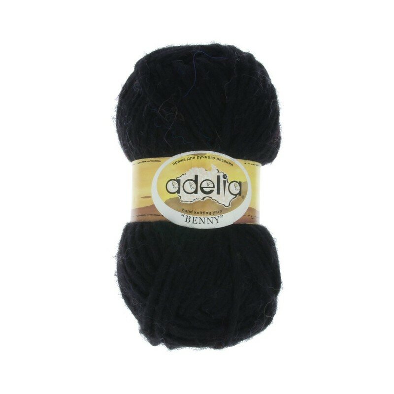 

Пряжа Adelia Benny 100% шерсть №707 ЧЁРНЫЙ - 5 мотков по 100 г, Черный, BENNY