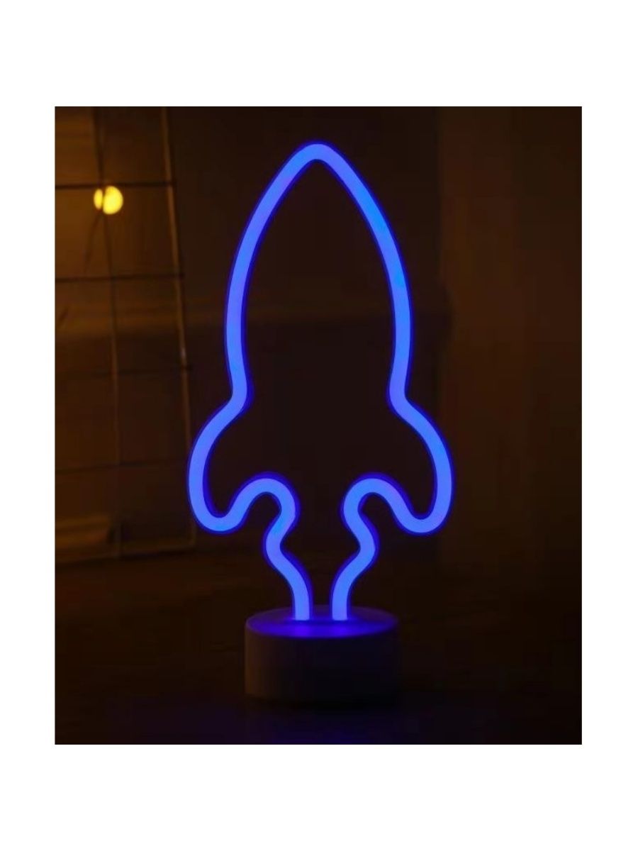Настенный неоновый светильник Ракета синий DLED