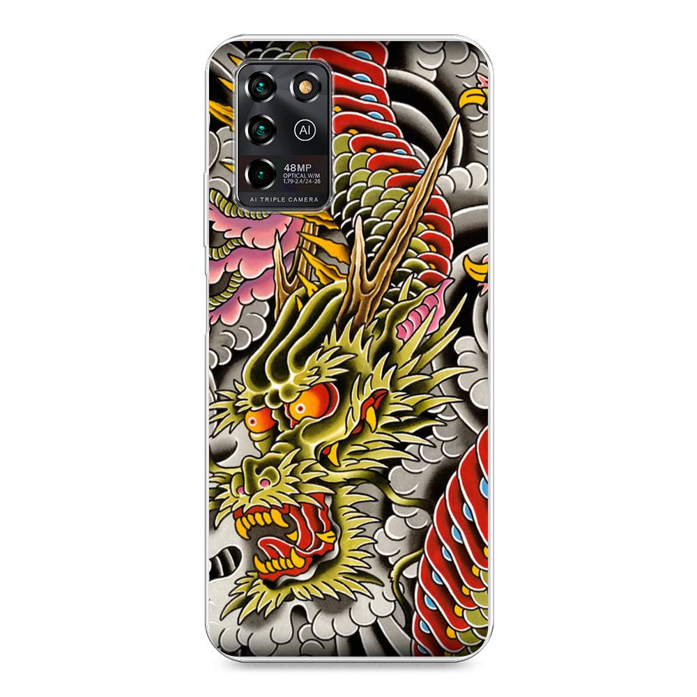 

Чехол для ZTE Blade V30 Vita "Японский дракон", Желтый;розовый;красный, 135050-4
