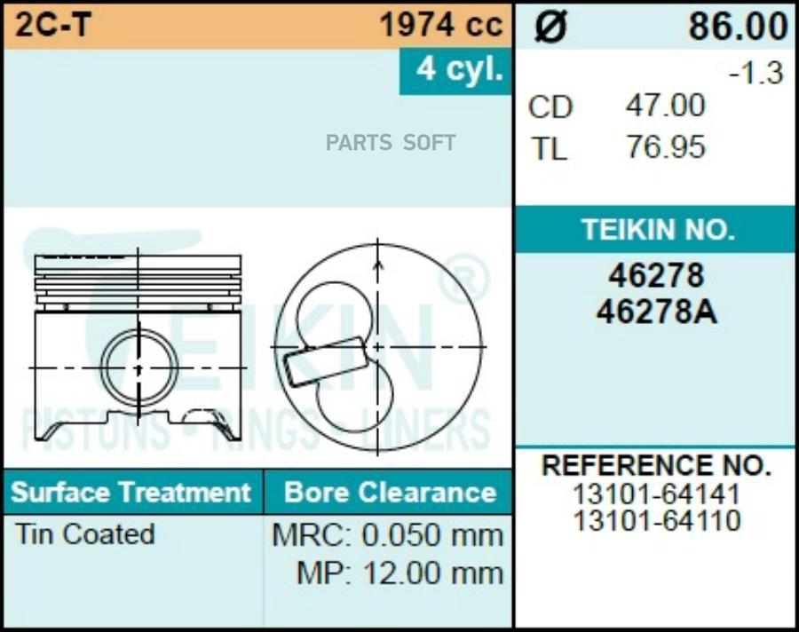 

Поршни на 4 цилиндра TEIKIN 46278STD