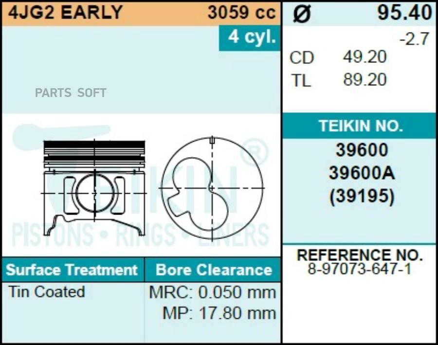 

Поршни на 4 цилиндра TEIKIN 39600050
