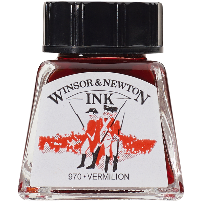 Тушь Winsor&Newton для рисования, киноварь, стекл. флакон 14мл (1005680), 6шт.