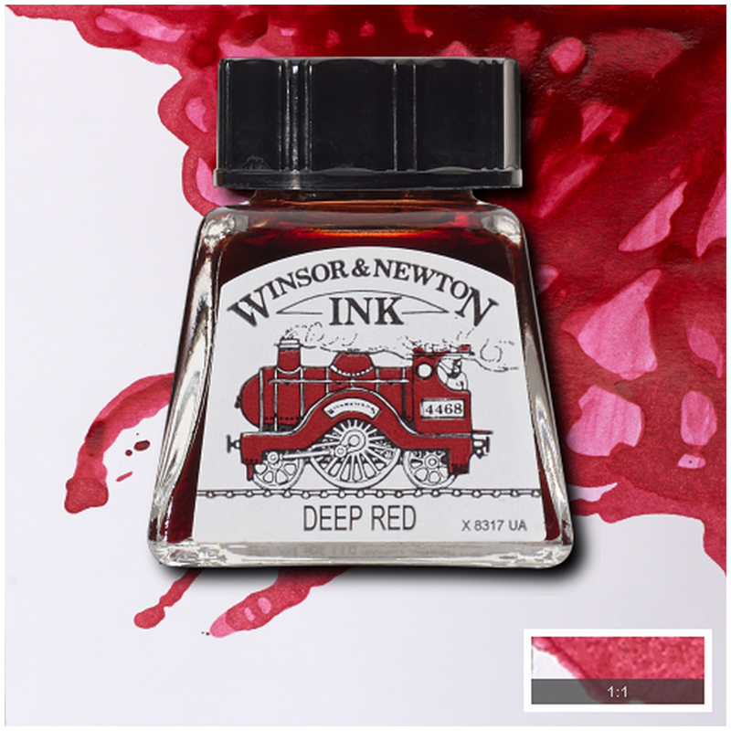 Тушь Winsor&Newton для рисования, насыщенный красный, стекл. флакон 14мл (1005227), 6шт.
