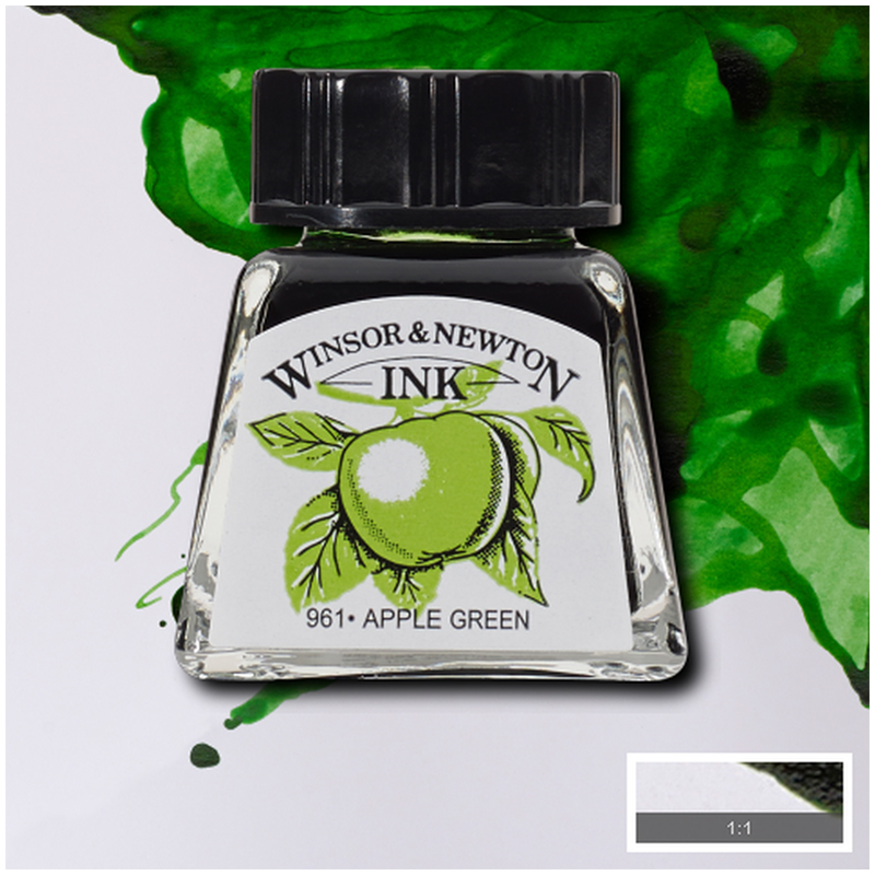 Тушь Winsor&Newton для рисования, зеленое яблоко, стекл. флакон 14мл (1005011), 6шт.