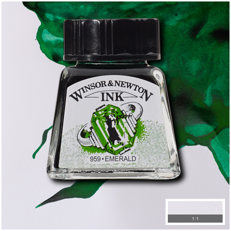 Тушь WinsorNewton для рисования изумрудный стекл флакон 14мл 1005235 6шт 2045₽