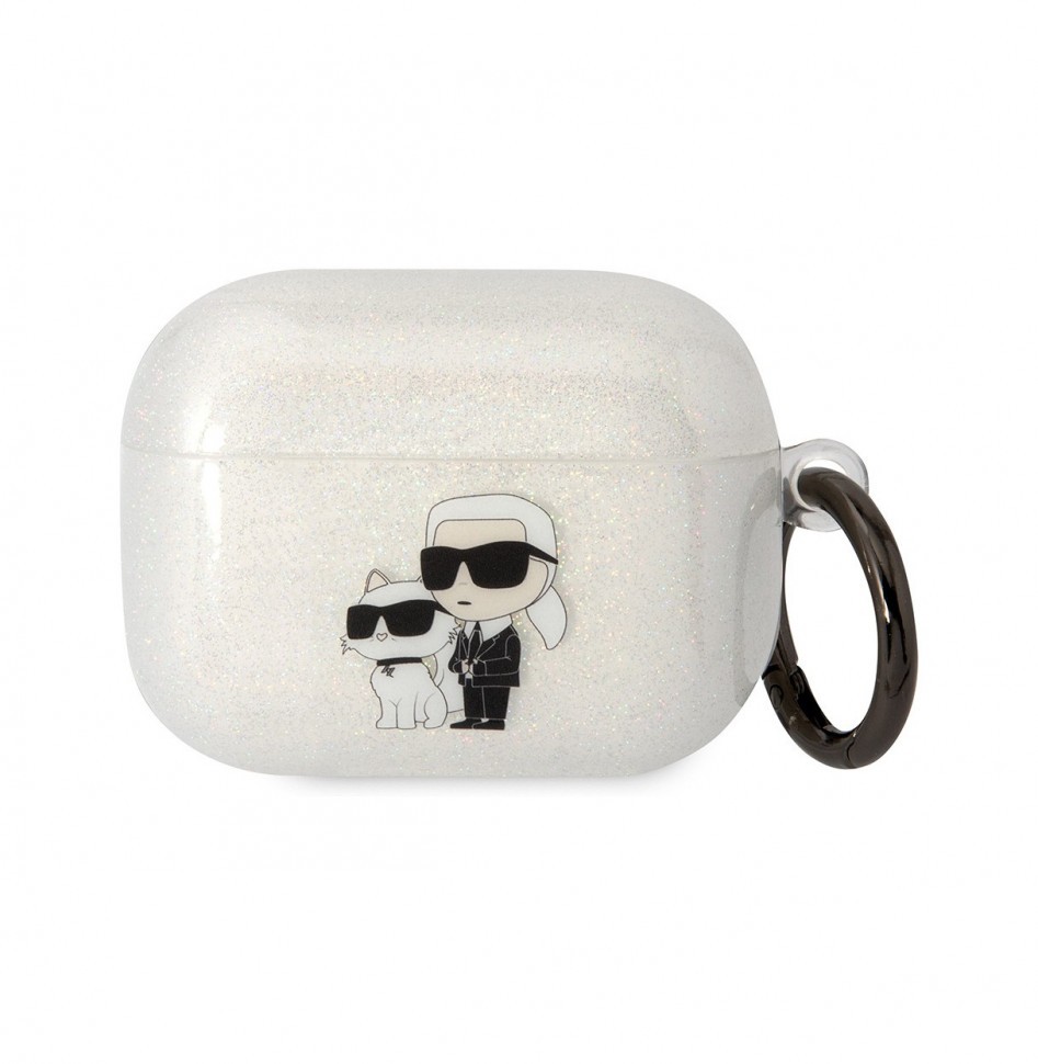 Чехол Karl Lagerfeld TPU Glitters NFT Karl & Choupette для AirPods Pro, Прозрачный