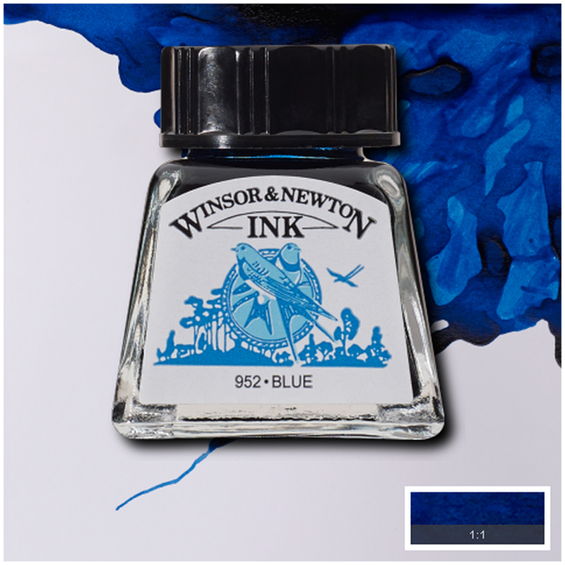 Тушь Winsor&Newton для рисования, синий, стекл. флакон 14мл (1005032)