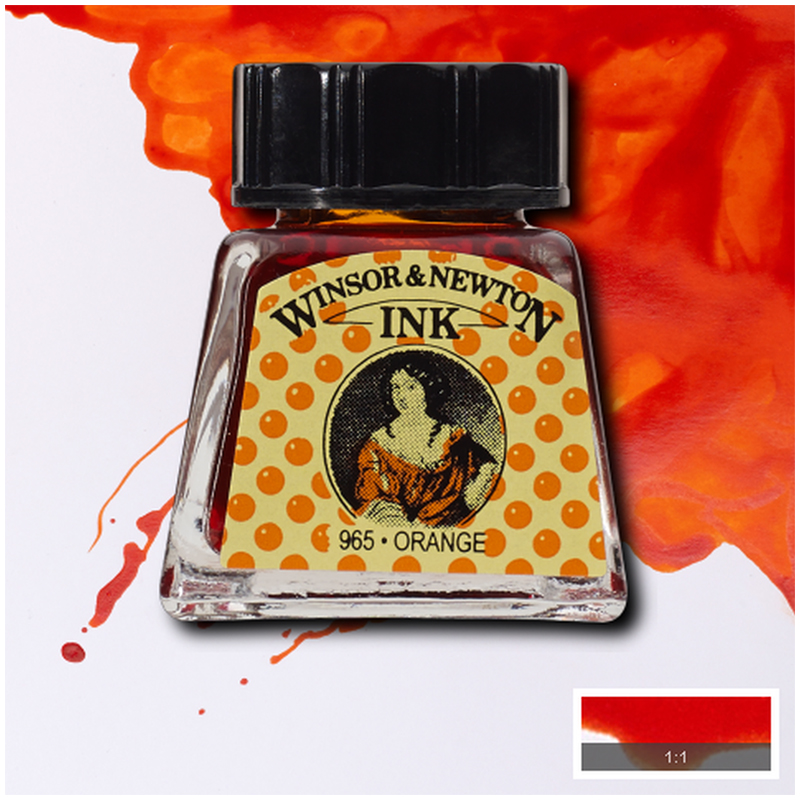 Тушь Winsor&Newton для рисования, оранжевый, стекл. флакон 14мл (1005449)