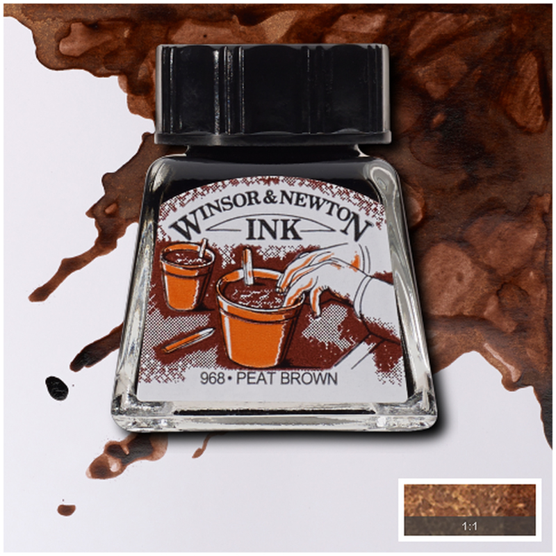 Тушь Winsor&Newton для рисования, торфяно-коричневый, стекл. флакон 14мл (1005469)