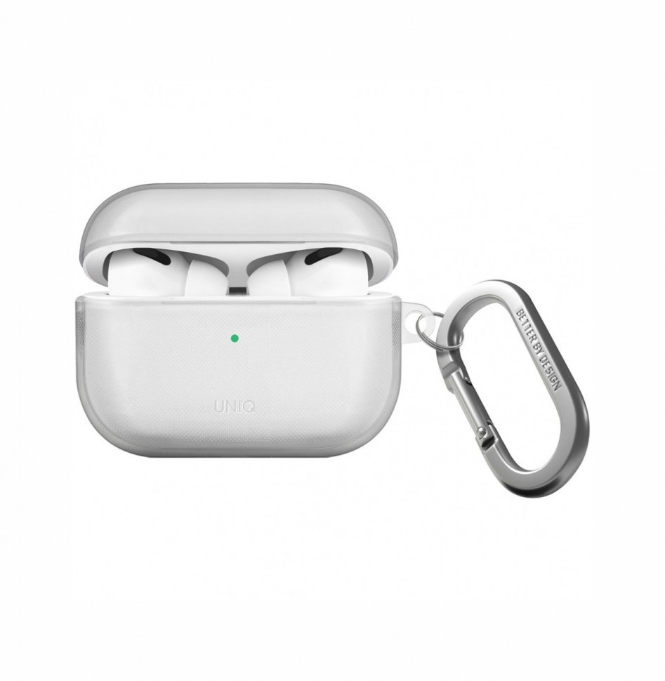 Чехол с карабином Uniq Glase TPU case для AirPods Pro 2, Прозрачный