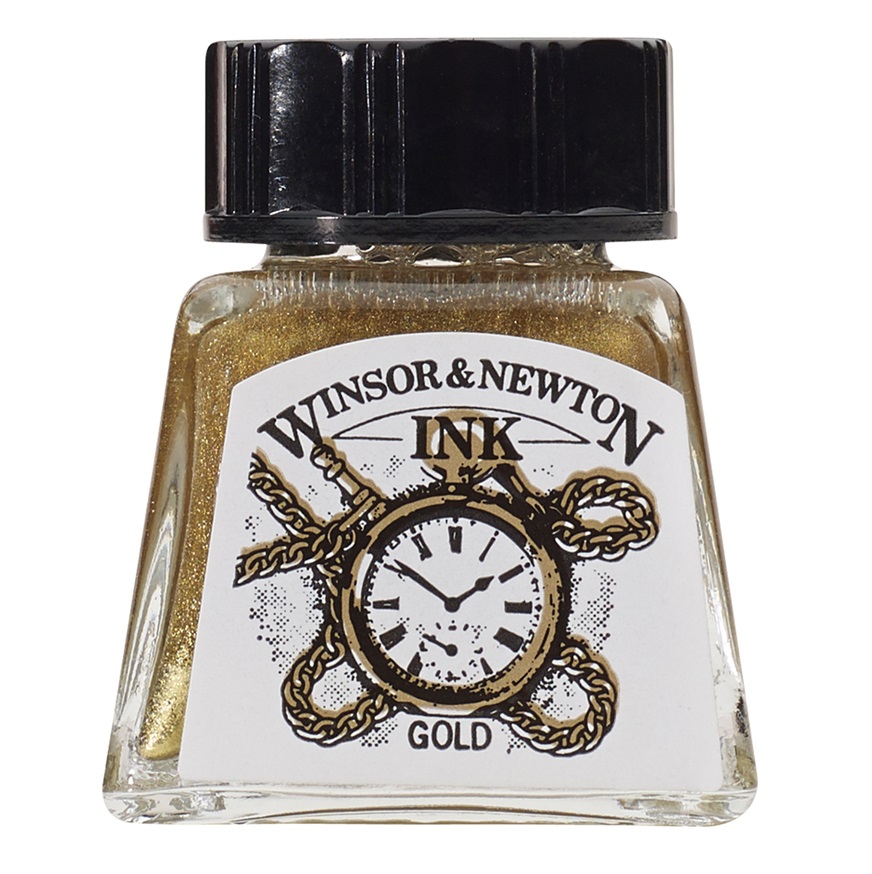 Тушь Winsor&Newton для рисования, золотой, стекл. флакон 14мл (1005283)