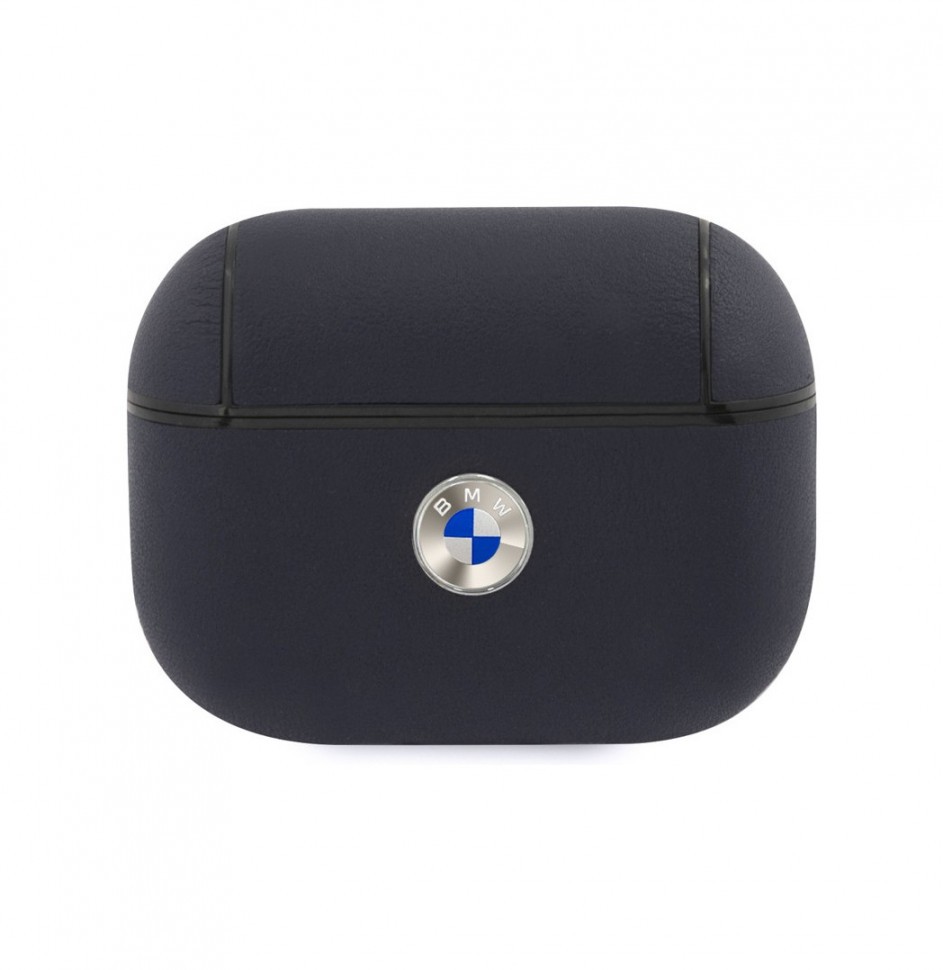 Чехол BMW Signature leather with metal logo для AirPods Pro, Синий (BMAPSSLNA)