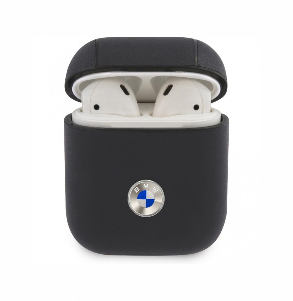 Чехол BMW Signature leather with metal logo для AirPods 1/2, Синий (BMA2SSLNA)