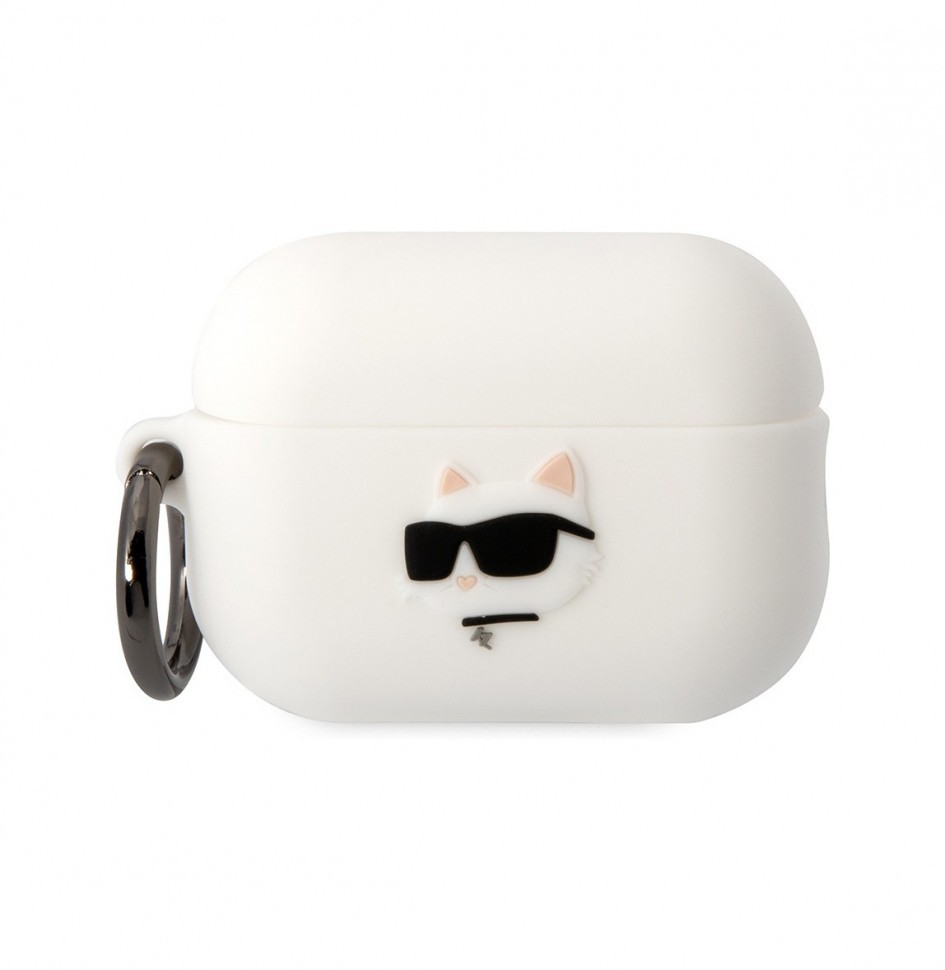 фото Чехол с карабином karl lagerfeld silicone case nft 3d choupette для airpods pro 2, белый cg mobile