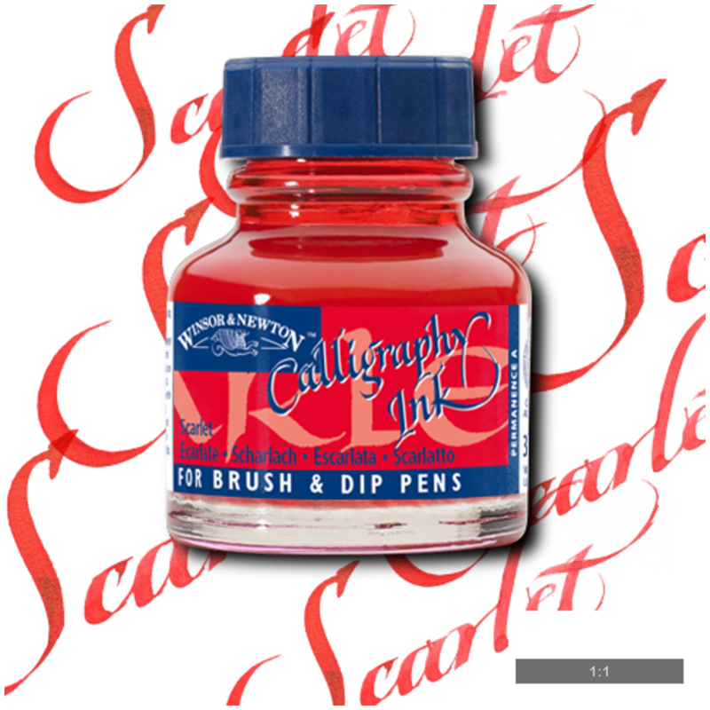 Тушь Winsor&Newton для каллиграфии (синяя крышка), 30мл, алый (1111601)