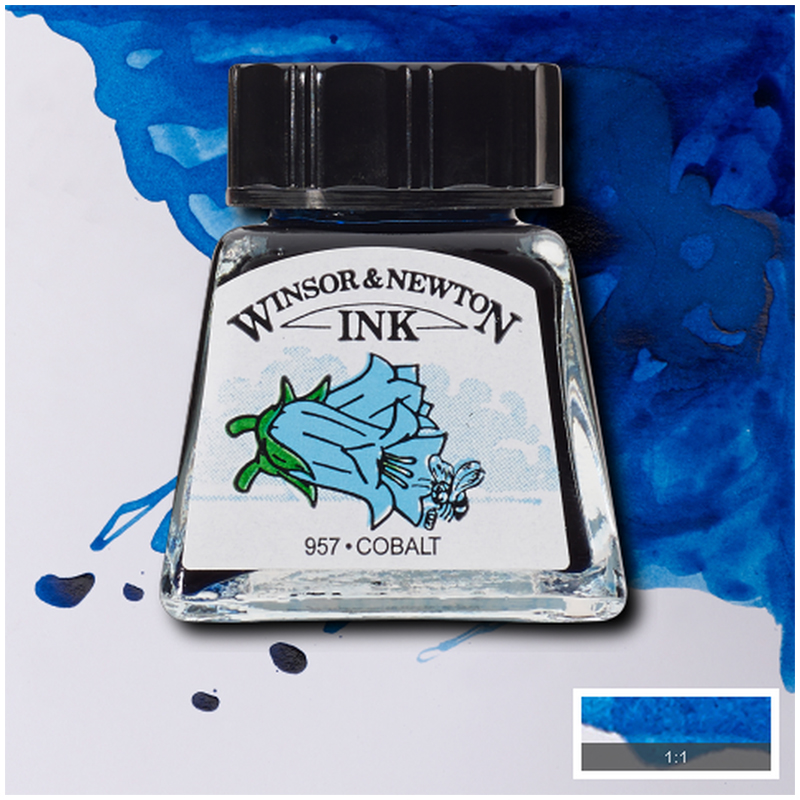 Тушь Winsor&Newton для рисования, кобальт, стекл. флакон 14мл (1005176)