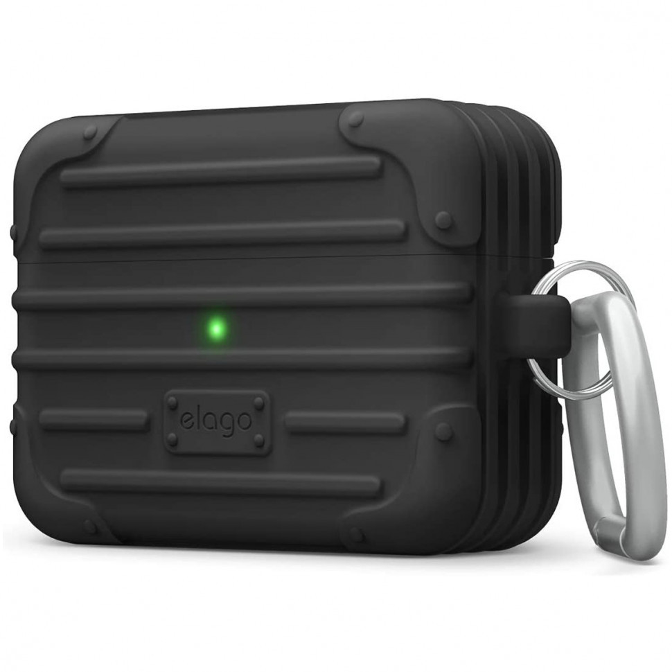 

Чехол с карабином Elago Suit armor Silicone hang case для AirPods Pro, Черный, Suit armor Silicone hang case