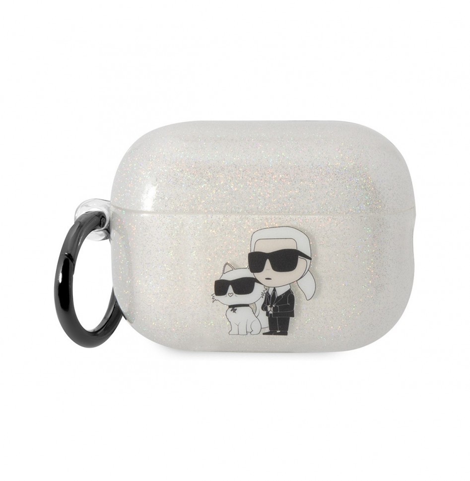 Чехол Karl Lagerfeld TPU Glitters NFT Karl & Choupette для AirPods Pro 2, Прозрачный