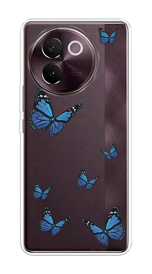 

Чехол на Vivo V30e "Blue butterflies", Синий;черный, 2610550-1