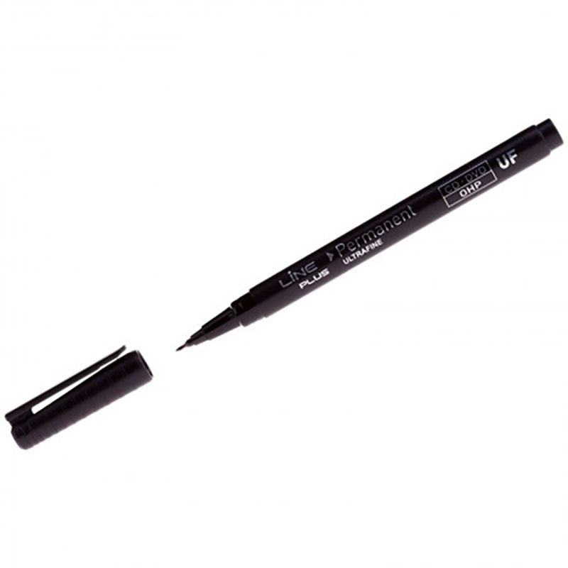 Перманентный маркер Line Plus 2500UF 207956, игольчатый наконечник, 0.4 мм, черный