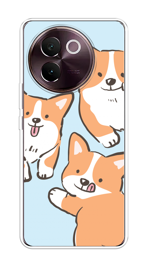 

Чехол на Vivo V30e "Милые корги", Бежевый;голубой;коричневый, 2610550-1