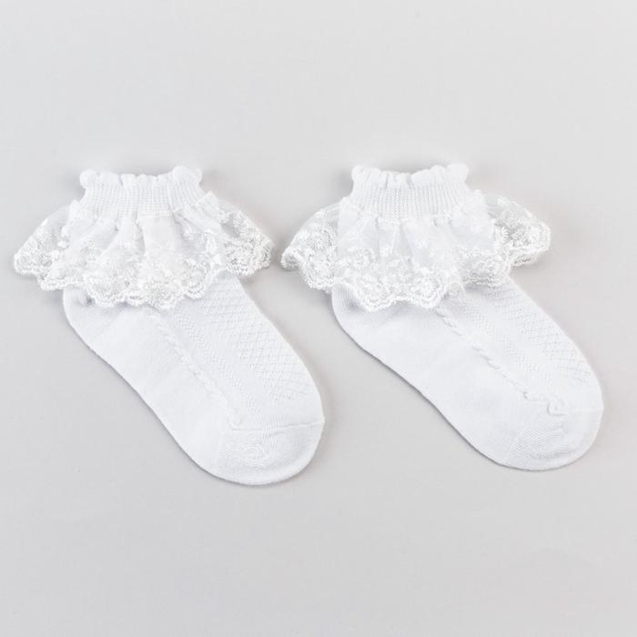 фото Hobbyline носки детские с рюшей, цвет белый, размер 18-20 (29-31) hobby line