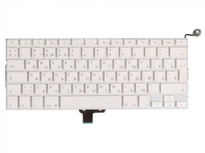 

Клавиатура для Apple MacBook 13 A1342 Белая Late 2009 Mid 2010, Г-образный Enter RUS