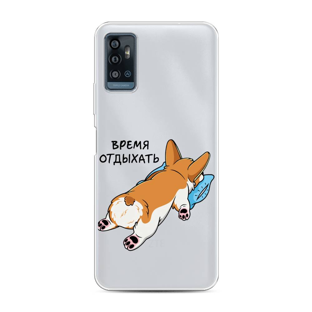 

Чехол на ZTE Blade A71 "Корги отдыхает", Черный;коричневый;голубой, 134450-1
