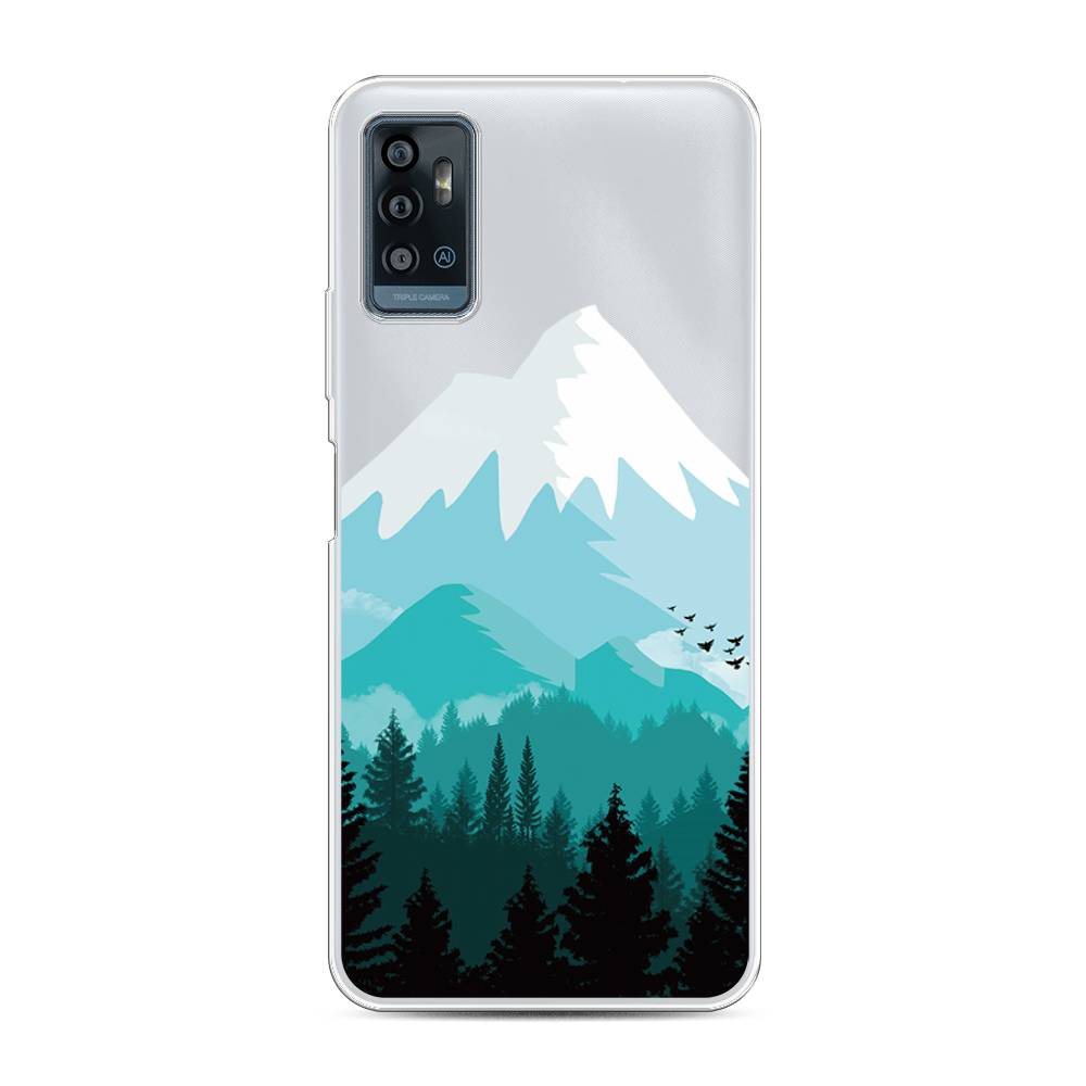 

Чехол на ZTE Blade A71 "Синяя снежная гора", Белый;голубой, 134450-2