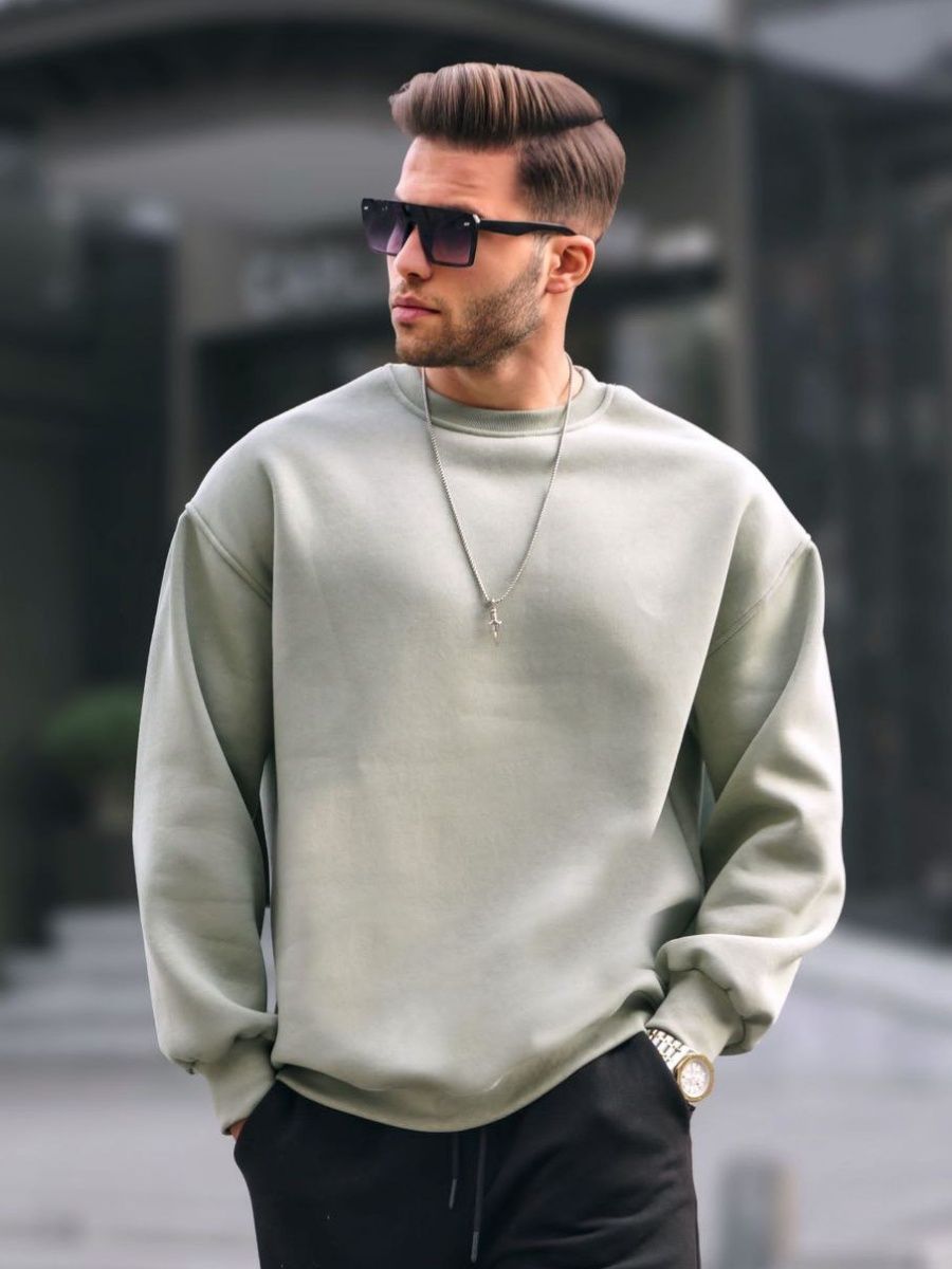 

Свитшот мужской oversize хаки S, oversize
