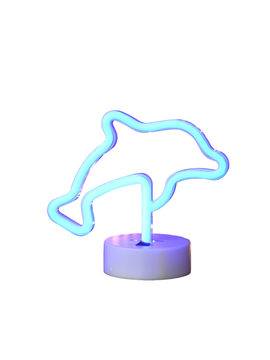 Настольный неоновый светильник DLED Дельфин в прыжке синий
