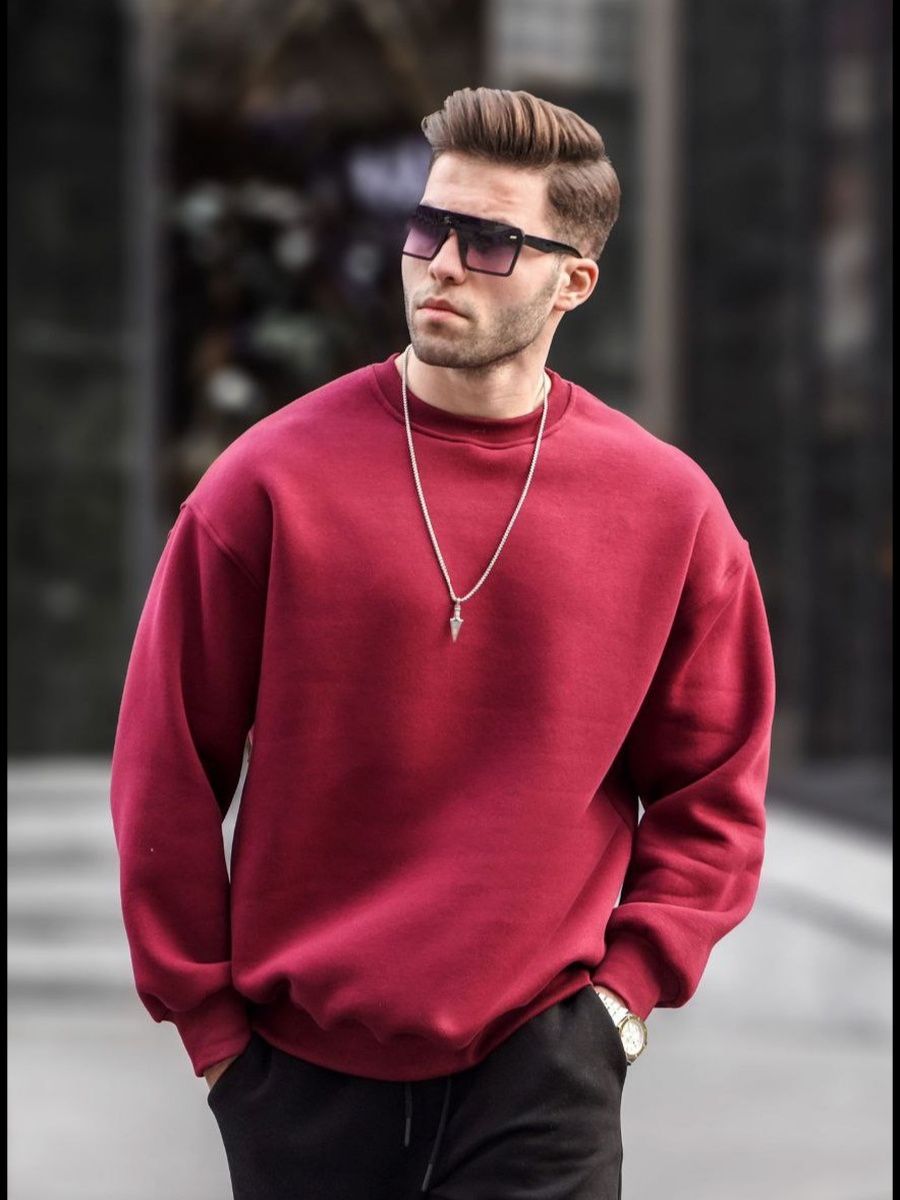 

Свитшот мужской oversize красный S, oversize