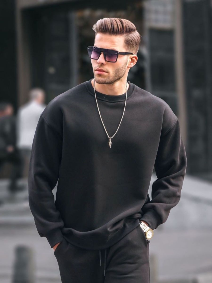 

Свитшот мужской oversize черный M, oversize