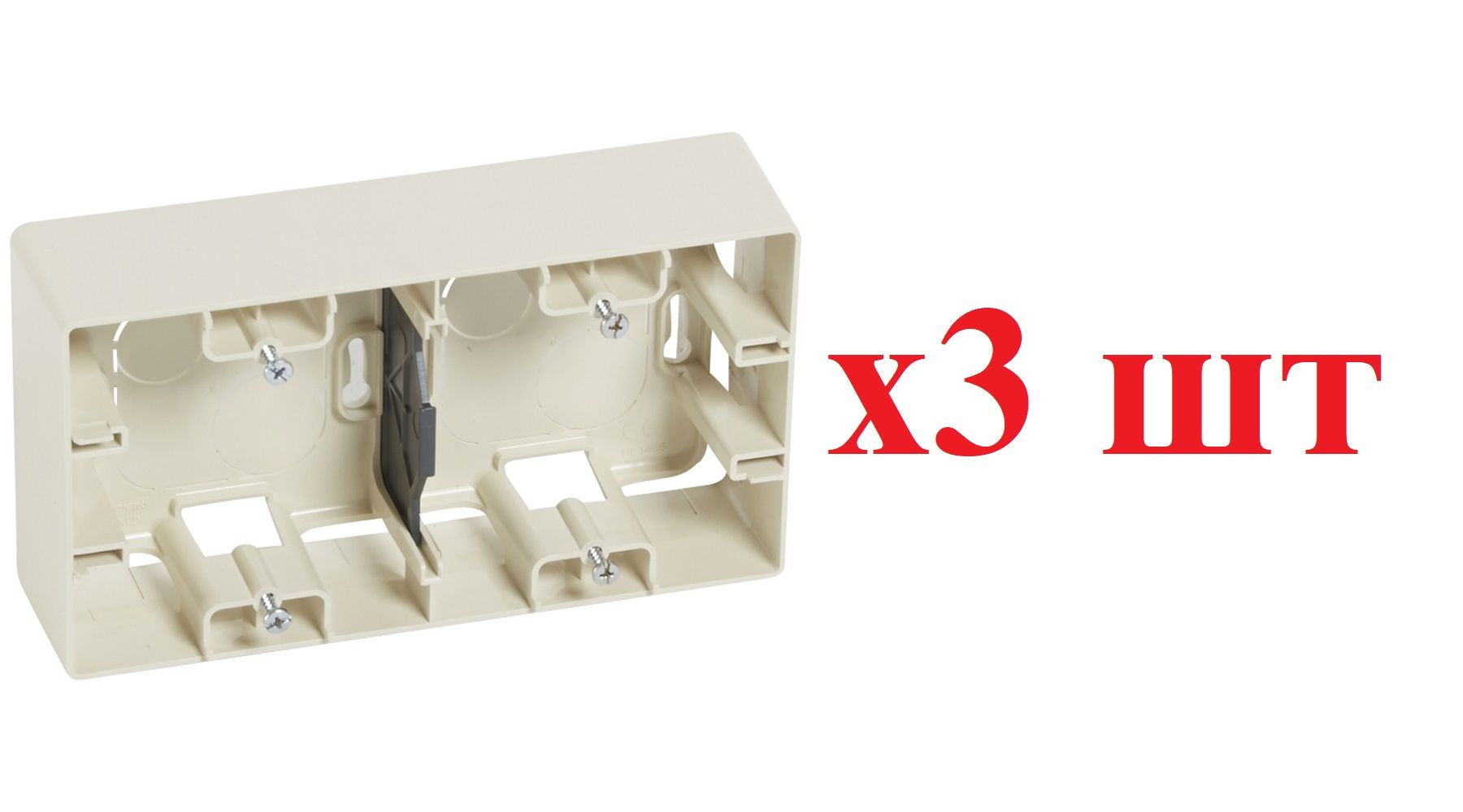 

Legrand Etika Слоновая кость Коробка накладная монтаж 2-ая 672540 (3шт), Бежевый, Etika_672540