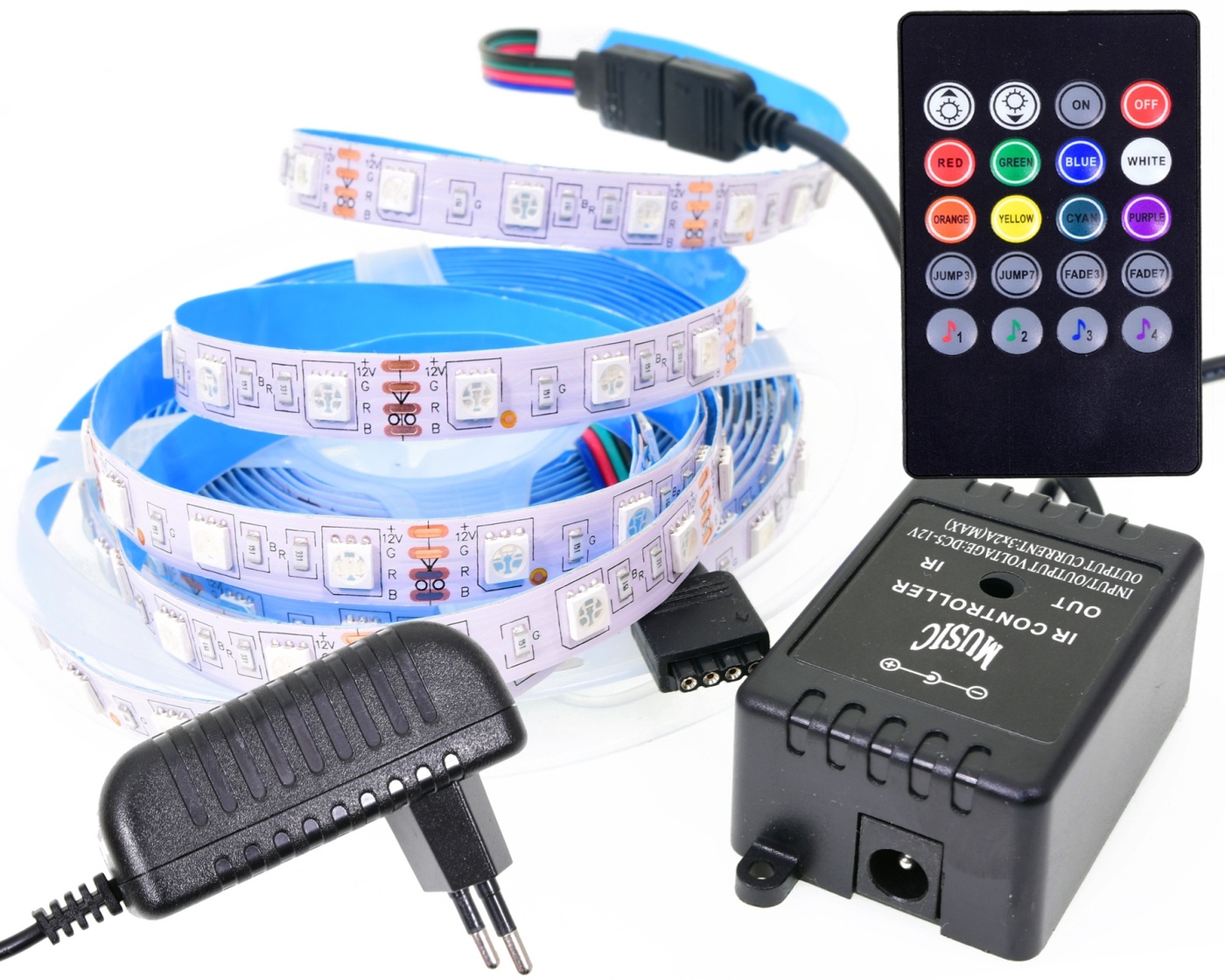 Комплект со светодиодной лентой SMD 5050 60 LED RGB многоцветная
