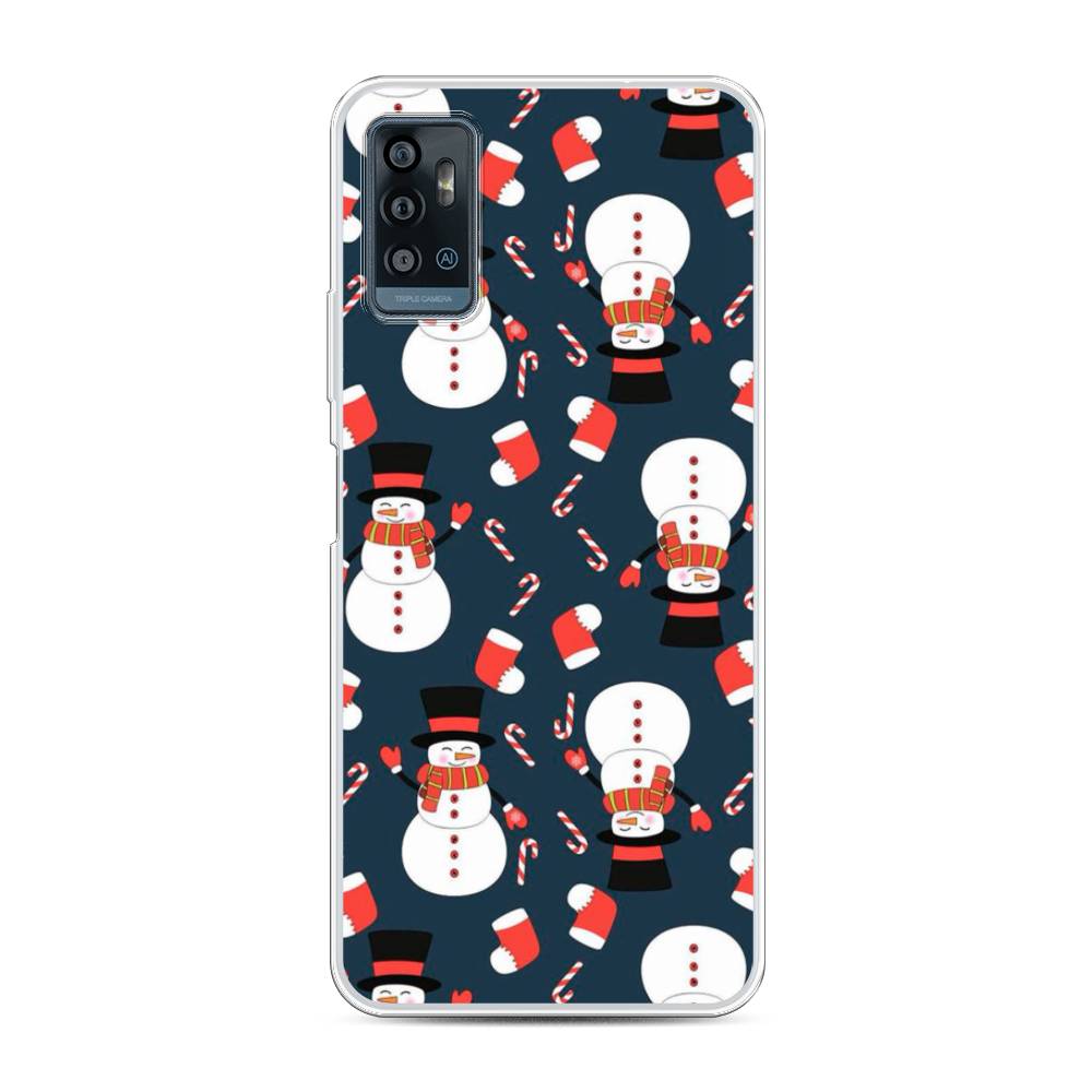 

Чехол для ZTE Blade A71 "Синие снеговики", Синий;белый;красный, 134450-5