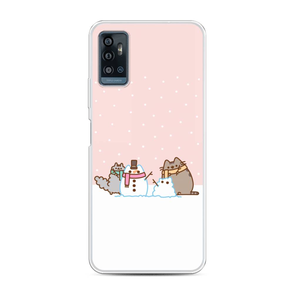 

Чехол для ZTE Blade A71 "Котики в снегу", Розовый;белый;серый, 134450-5