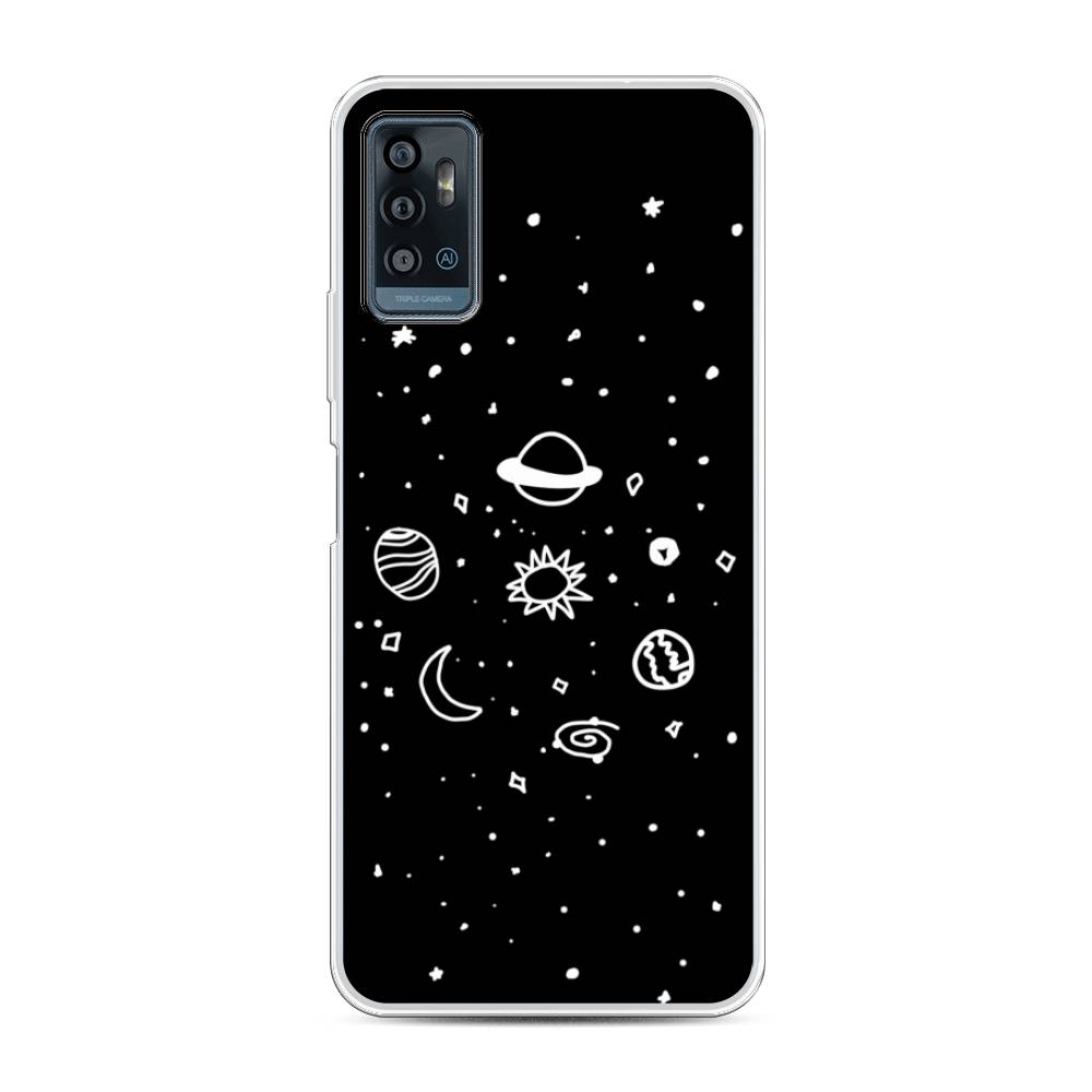 

Чехол для ZTE Blade A71 "Дудл солнечной системы", Бежевый;серый, 134450-2