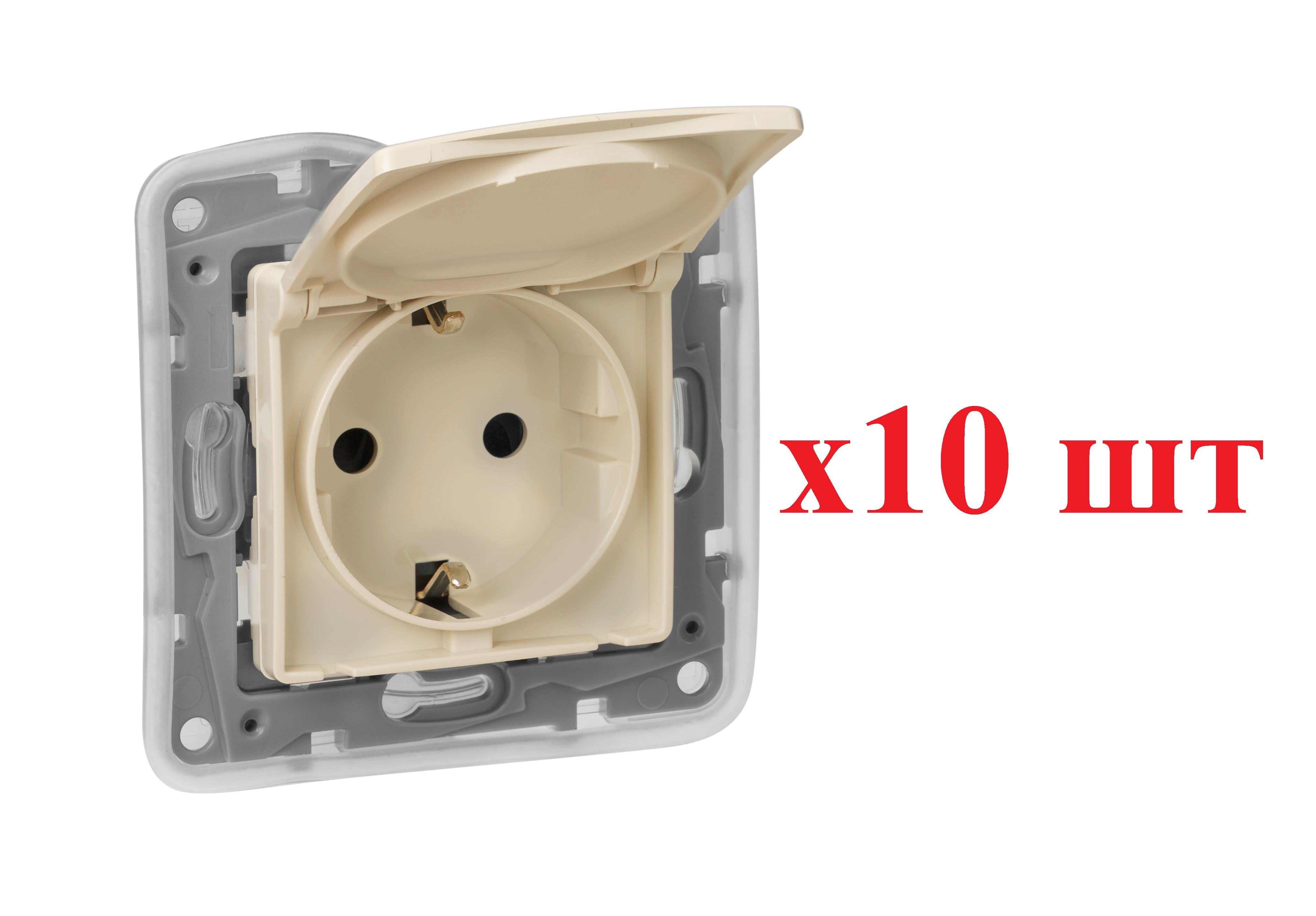 

Legrand Etika Сл.кость Розетка с/з IP 44 с крышкой и шторками авт.клеммы,16А 672332 (10шт), с/з IP 44 с крышкой и шторками_10