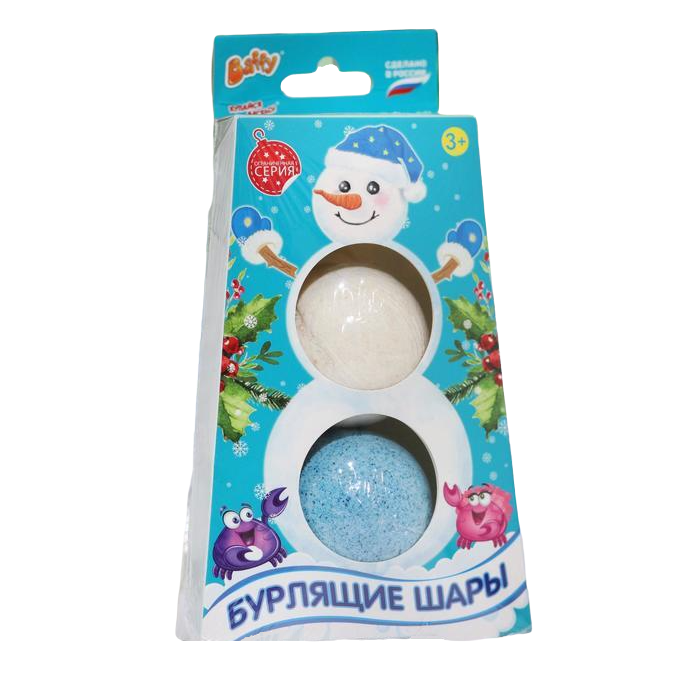 Купить Новогодние бомбочки для ванн «Снеговик», синий и белый, 2 х 70 г 7418187, Baffy