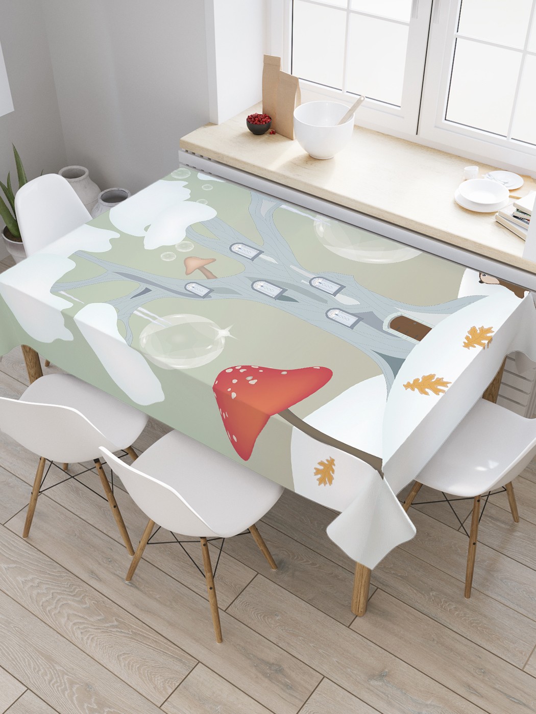 

Скатерть прямоугольная JoyArty "Гриб и белка" из сатена, 120x145 см, Серый, Гриб и белка