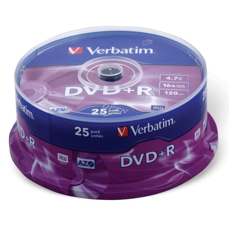 фото Диски dvd+r (плюс) verbatim 4,7 gb 16x, комплект 25 шт, cake box, 43500