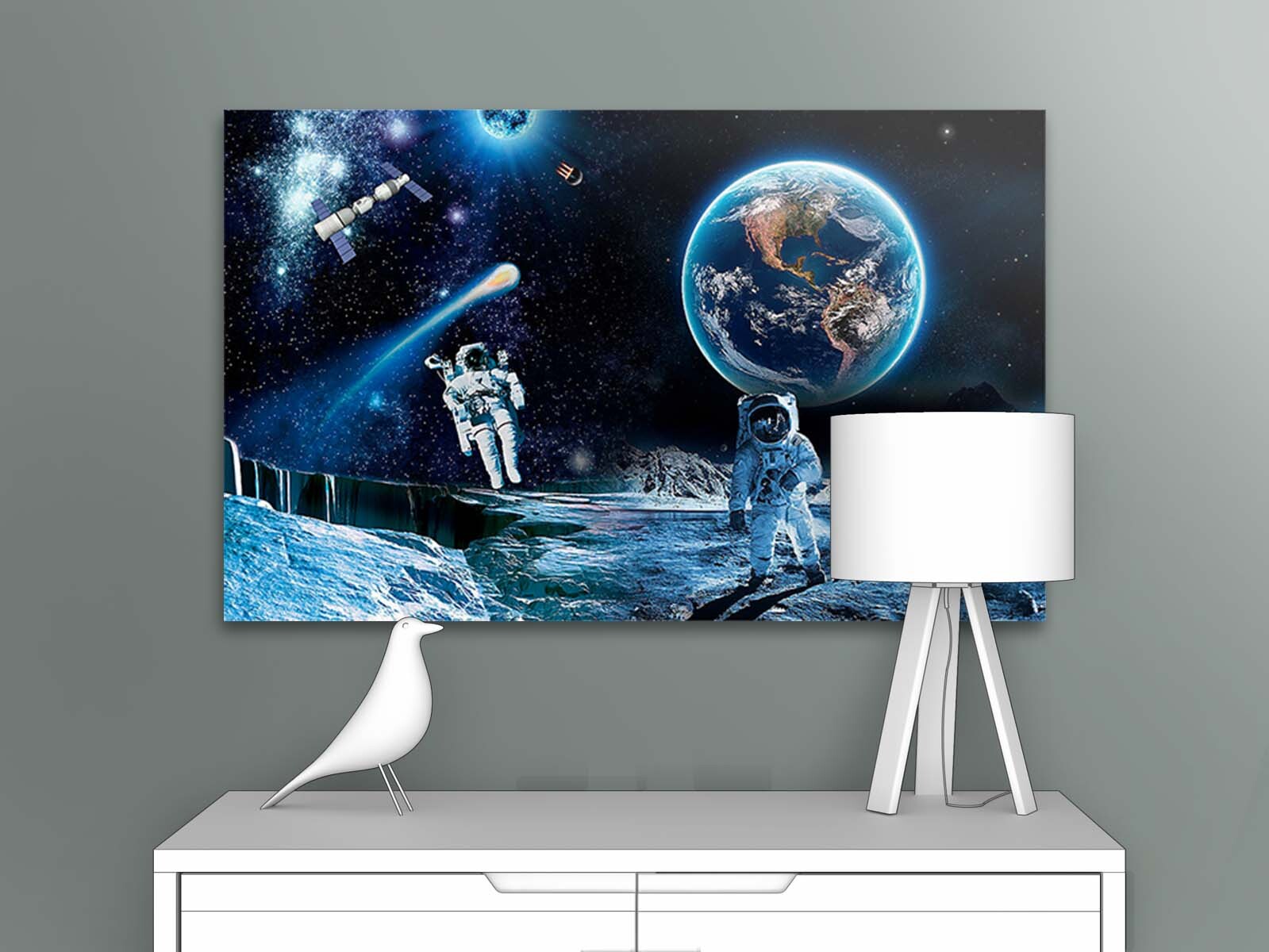 

Картина на стену для интерьера ПЕРВОЕ АТЕЛЬЕ "Космонавты на планете" 60х38 см, Космонавты на планете