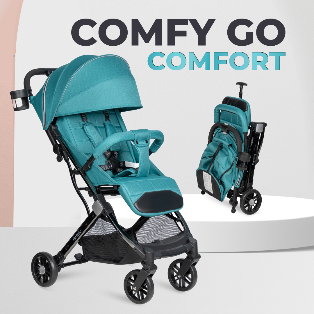 Kоляска детская прогулочная Farfello Comfy Go Comfort Chrome Аквамарин черный хром CG-307