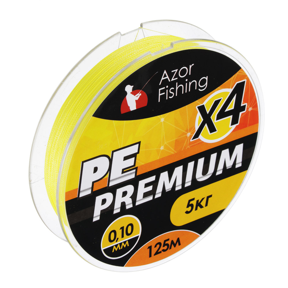 

AZOR FISHING Леска плетеная, PE Премиум 4 нити, 125м, желтая, 0,10мм, нагрузка 5кг